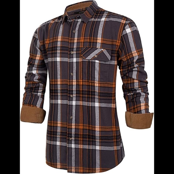 New Mens Flannel Sweater w Tags Plaid Button Closure - Picture 1 of 1